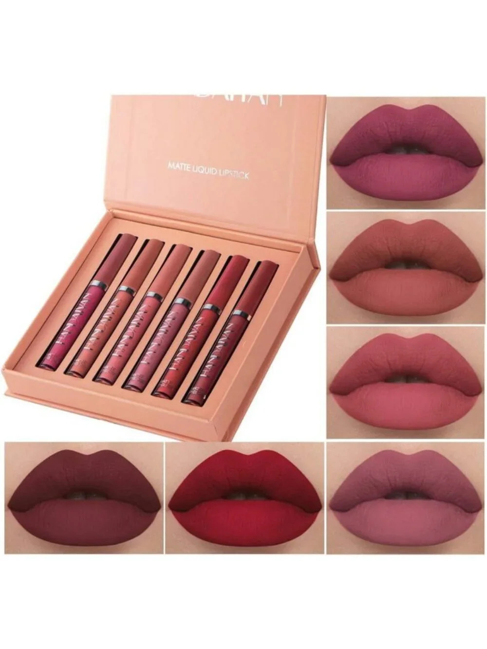 6Pcs Waterproof Matte Liquid Lipstick Set - Non-Stick Cup Lip Gloss Collection
